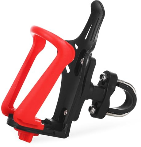 Outanaya Portavasos para Moto y Bicicleta Ajustable Soporte para Botellas y Vasos Montaje Resistente y Fácil Instalación Diseño Rojo PU para y Ciclismo
