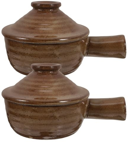 Healifty 2 Piezas Cazuela de Cerámica con Tapa Apta para Microondas, Diseño Elegante y Resistente al Calor para Cocinar y Hornear