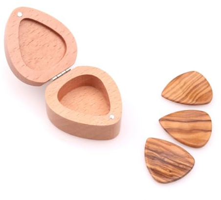 BESPORTBLE Gitarrenplektrum-etui aus Holz Gitarrenplektren mit Herzförmiger Aufbewahrungsbox für Bass und Ukulelenspieler Kompaktes Sammelbox-Halter für Plektren