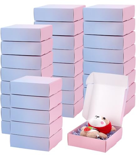 PH PandaHall 30 Pack 12.3x12.3x4cm Boîtes D'Expédition Colorées à Dégradé Rose et Bleu Boîtes D'Emballage en Carton Ondulé pour Envois Commerciaux Emballage Fournitures de Décoration, Noël