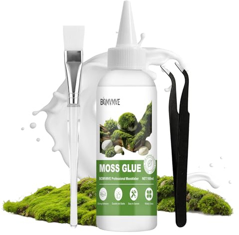BOMVMVE Adhesivo para Musgo Pegamento para Musgo 100ml, Pegamento Líquido Transparente para Crear Cuadros con Musgo, Decoración del Hogar, Maquetas y Manualidades, Unión Fuerte que Seca Invisible