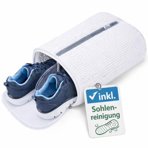 SCHUHWOHL Schuhwaschbeutel XL, inkl. Sohlenreinigungsfunktion, extra leise | Wäschesack für Schuhe & Sneaker, Extra Reinigungsfach für Sohlen, 360 Grad rundum Reinigung, Extra leise