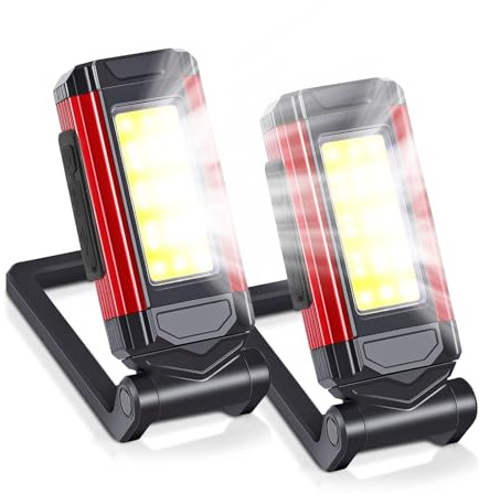 LED Werkstattlampe 2 Stück,Auto-Inspektionslampe,Magnetische LED-Arbeitsleuchte,7 Lighting Modes,360° drehbarer Ständer,240° klappbarer Haken,mit Magnetfuß,für Autoreparaturen,Wartung und Notfälle