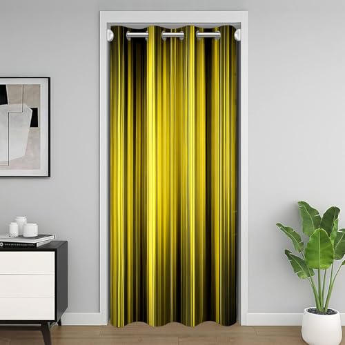 Feelyou Black and Yellow Door Curtain for Doorway Privacy Geometric Closet Cover Modern Abstract Art Room Divider Curtain 52 x 84 Luxury Bedroom Living Room Strip Lines Window Treatments
