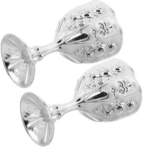 SHERCHPRY 2 Copas de Cáliz Vintage de Aleación Plata, Diseño Retro Elegante y Cómodo, Adecuado para Decoración de Bar y Fiestas en Casa