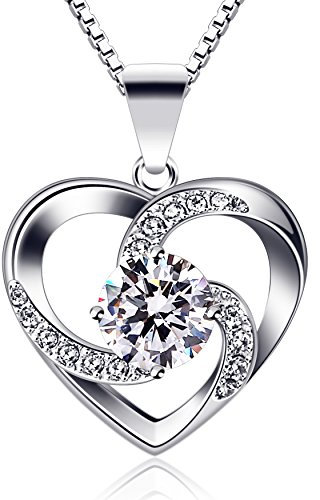 B.Catcher Halskette Damen, Silber 925 Herzkette, Herz änhänger Silber Kette Damen, Muttertag Geburtstag Valentinstag Weihnachten Schmuck Geschenke Frauen Ehefrau, Mutter, Freundin, Tochter, 45 cm (01)