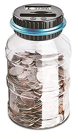 Vinsani Digital Piggy Bank Counter, Automatic UK Coin Counting Jar Money Box for Kids and Adult, Safe Money Bank Coin Saving Pot Container with LCD Display and Large Capacity