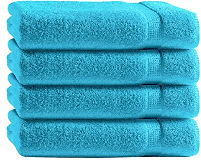 Class Home Collection Frottee Gästetücher 30x50 cm – 4er Set Gästetuch – Besonders weiche & saugfähige Gästetücher aus 100% Baumwolle mit Aufhänger – Türkis