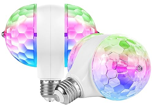 [2-Pack] Disco Lights for Parties, Colorful Rotating Magic Ball Lights with 2 Light Bulbs, RGB LED Stage DJ Light for Home Room Dance Birthday Karaoke Halloween Christmas Wedding Show Club Decorations