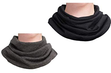 UK_Stone Herren 90% Maulbeerseide 10% Kaschmir Doppelschicht Schlauchschal Halstuch Unifarben Loop Abnehmbar Faux Kragen Valentinstagsgeschenk