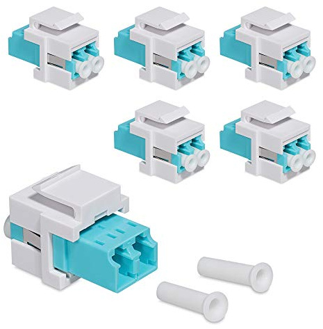 kwmobile 6X Adaptateur Keystone Coupleur Fibre Optique - Module Connecteur pour Câble Réseau LC-Duplex - Montage Snap-in - Panneau de Brassage