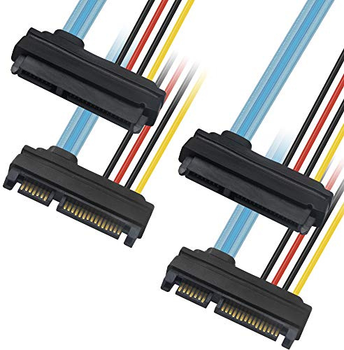 SATA3.0 22PIN (15+7) data och strömkombo förlängningskabel – 2 st, seriell ATA hane till hona förlängningssladd – 1,5 fot.
