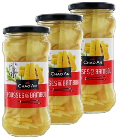 Lot 3x Pousses de bambou Chao’an 180g – Format économique cuisine asiatique – Idéal wok et recettes exotiques