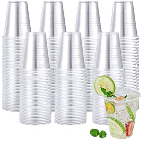 Turbo Bee 480 Pack 12oz Clear Plastic Cups,Disposable Drinking Cups,Hot and Cold Drink Container for Water, Juice, Soda, Milk