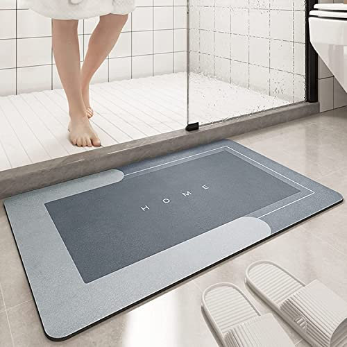 Bingobang Absorbent Bath Mat Non Slip Anti Mould 60 x 40 cm, Diatom Mud Bathroom Shower Floor Mat, Quick-Dry 4 Layer Thickened Rug for Bedroom, Kitchen, Toilet, Door