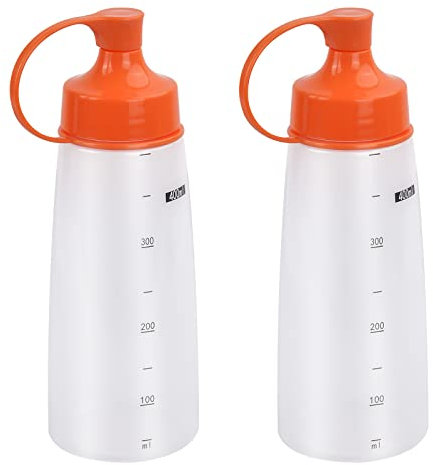 2 Pzi 400ml Bottiglie per Salse Bottiglie Condimento da Spremere Flacone Dosatore con Tappi Dispenser Condimenti in Plastica per Salsa Senza Liquidi BPA per Ketchup Maionese Senape Salsa Piccante Olio
