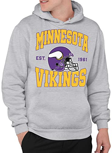 Junk Food Unisex Arizona Cardinals Team hjälm vuxen fleece huvtröja tröja med huva, Minnesota Vikings - Athletic Heather, L