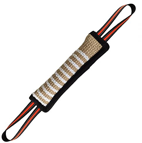 DONGKER Juguete de mordida de perro, almohada reflectante de yute con 2 asas para perros pequeños, medianos y grandes