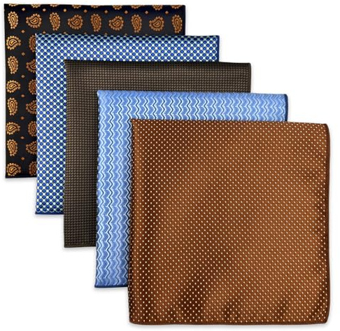 SHLAX&WING 5 Pieces Assorted Mens Silk Pocket Square Handkerchiefs Set Lot 91