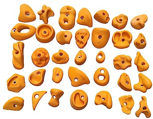 Klettergriffe 35 Stück Klettergriffe – Rot, Grün, Orange, Weiß, Wasserdichte Hochleistungsklettergriffe Im Freien, Bau Großer Kletterwände für Kinder ( Color : Orange 35pcs , Size : Plank installation