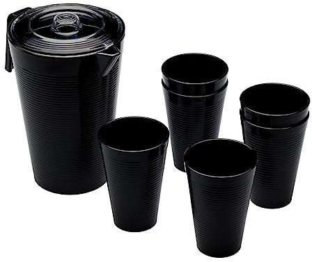 Omada Design 2.1 L Carafe avec couvercle et 6 verres à cocktail/boisson de 400 ml, Samba Line