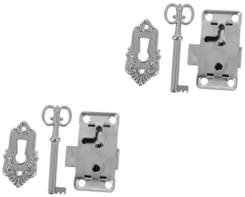 DOITOOL 4 Sets Antike Holzschlösser Vintage-schmuckkästchen-verschlüsse Metallverschlüsse Für Vintage-möbel Dekorative Schlösser