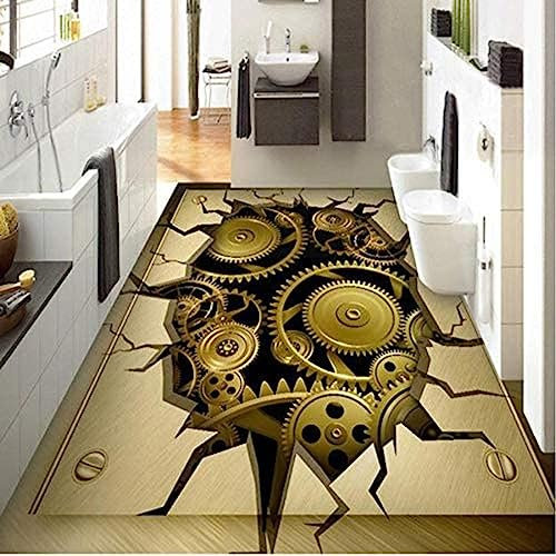 Benutzerdefinierte 3D-Wandtapete in beliebiger Größe, 3D-Metall-Mechanikgetriebe, Rissverschleiß, rutschfeste, wasserdichte, selbstklebende Vinyl-Bodentapete, 400 x 280 cm