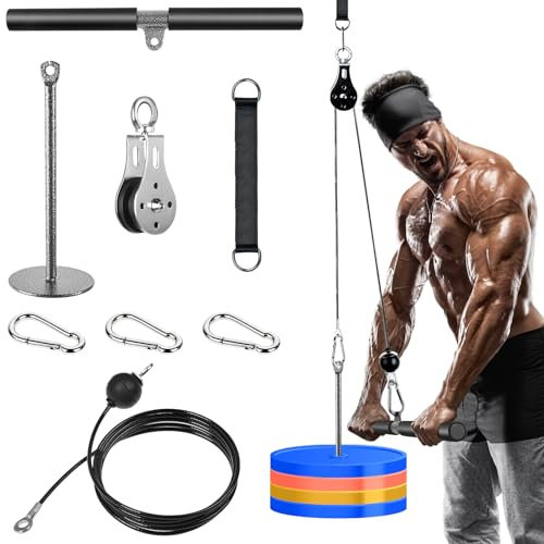Lyndwin Poulie Musculation, Fitness DIY LAT Pulldown Machine Musculation Maison Sport, Kit Musculation Corde Poulie Haute Triceps Biceps Curl Dos Epaules Bras