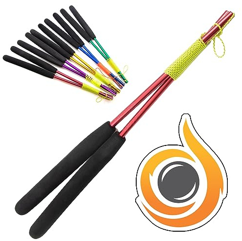 JD Pro Baguettes de diabolo en aluminium avec ficelle super lisse et autocollant en cascade Rouge