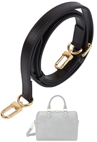 DGAZ Vachetta Leder Schulterriemen Speedy, 1,8 cm, 90–120 cm, Glossy Black | Vachetta-Leder, Handgefertigt, D-Ringe, Geschenkbox, Verstellbare Läng