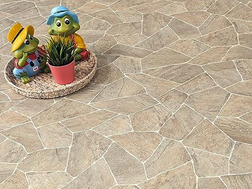 PVC Bodenbelag Vinylboden in Bruchstein Mosaik, Zuschnitt (3m breit, 3,5m lang)