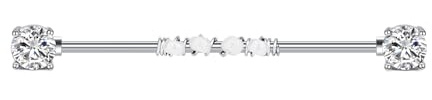 CIZME Industrial Barbell Silver Surgical Stainless Steel 14G 38mm Cartilage Tragus Ear Nipple Bar with Cubic Zirconia Bead Windin Piercing Jewellery