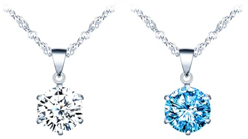 MICSAVI Ketten mit Anhänger Solitär Zirkonia 925 Sterling Silber Colliers für Damen Mädchen Halskette Schmuck