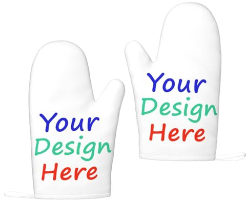 Personalized Silicone Oven Gloves Custom Image Logo Text Anti-Slip Oven Gloves Customized Heat Resistant Oven Gloves for Kitchen Cooking BBQ Grilling