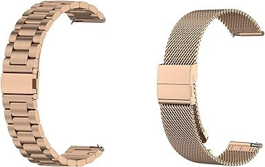 2 stycken 18 mm armband kompatibla med Withings ScanWatch 38 mm klockarmband, rostfritt stål, ersättningsarmband, metallarmband, affärsband för män och kvinnor