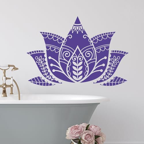 GRAZDesign Wandtattoo Lotus Lotusblume Blume Mandala Wandaufkleber Hindu für Wohnzimmer Schlafzimmer Flur - 73x50cm / mittelgrau
