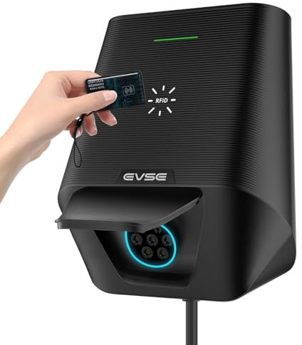 WISSENERGY Wallbox 7,4 kW mit RFID-Karte, Einphasig Schaltbarer Strom 32A/24A/16A, 7,4 kW Heimladestation mit Typ2 Buchse für EV und PHEV (Karte * 5)