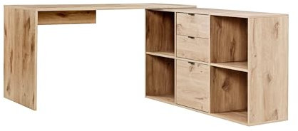 mokebo Eckschreibtisch groß in Eiche mit Schubladen & Fächern 'Der Produktive', auch als Schreibtisch oder Arbeitstisch im Büro, Kinderschreibtisch oder Gaming Tisch 145x77x54 (B/H/T in cm)