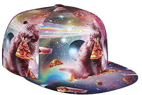 Zltegako Unisex-Baseballkappe, Motiv: Weltraum, Pizza, Katze, 3D-Druck, verstellbar, Snapback, Hip-Hop-Kappen, Trucker-Hüte, Siehe Abbildung, One size