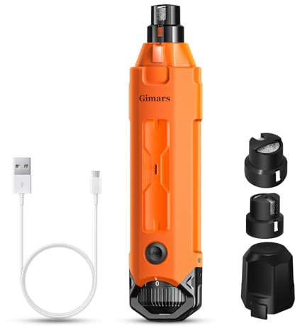 Gimars Aufgerüsteter Krallenschleifer für Hunde 6-Gang Mit 2 LED-Licht, Superleise, 12000RPM Verstellbare Hunde Krallenschleifer mit USB, Geeignet für Große, Mittlere und Kleine Katzen und Hunde