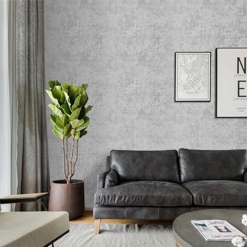 Tarwanear Graue Tapete in Beton-Optik, Retro-Steintexturen, Shabby-Chic-Tapete, matte Tapetenrolle für Wohnräume und Funktionswände, Küche, Schlafzimmer, Flur, 0,53 x 9,5 m