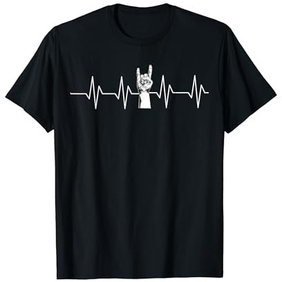 Herzlinie Herzschlag Pommesgabel heartbeat metal rock T-Shirt