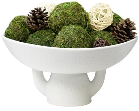 NAHARO New Moss Bowl, Handmade Cement Bowl–Artificial Moss Centerpiece for Home Decoration, Living Room, Office, or Coffee Table Display