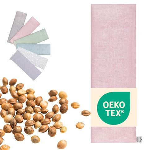 Kirschkernkissen Mikrowelle XXL 60x20cm lang : OEKO TEX, bio schadstofffrei | Körnerkissen GROß (Bauch, Rücken, Schulter, Nacken) - Traubenkernkissen Wärmekissen Geschenk (Rosa)