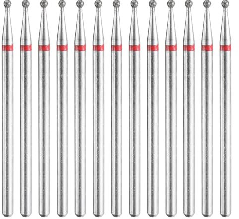 sourcing map 13 punte diamantate da 200-230 con testa a sfera da 1,5 mm, gambo da 2,35 mm, lunghezza 1,5 mm, punte rotanti per pietra, ceramica, vetro, smerigliatura, lucidatura