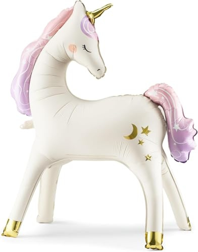 XXL Folienballon Einhorn 100cm – selbststehender Ballon | Unicorn Ballon Deko für Mädchengeburtstag, Einhornparty, Kinderzimmer & Fotos, nur für Luftbefüllung, kein Helium