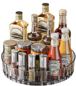 Ollimy Drehteller Kühlschrank Organizer Lazy Susan, 360° Drehbarer Küchen Organizer, KüHlschrank Drehteller Gewürzhalter für Gewürz Speisekammer Schrank Badezimmer Kommode (21cm Transparent)