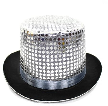 Generisch Pailletten Zylinder Hut für Damen und Herren, Erwachsene Unisex Glitzer Hut Paillettenhut Partyhüte 20er Jahre Zylinderhut Glitzerhut für Karneval Mottoparty Disco Verkleidung