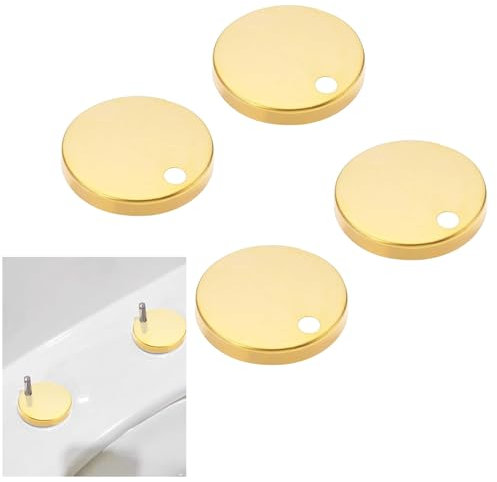 60mm Toilet Seat Hinges Mounting Covers,4PCS Gold Stainless Steel Universal Toilet Seat Hinge Fixings Covers,Quick Release Toilet Seat Hinge Covers Caps,for WC Toilet Blind Holes