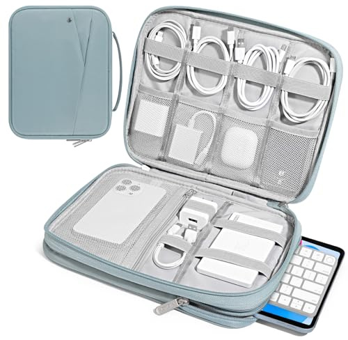 MoKo 9-11 Zoll Laptop-Taschen für Tablets iPad Pro M4 & Air M2 2024, iPad 10th Gen 10,9, 9/8. 10,2, iPadAir 5/4th 10,9, Zweischichtige i-Pad Tasche mit rutschfestem Tragegriff, trübes Blau